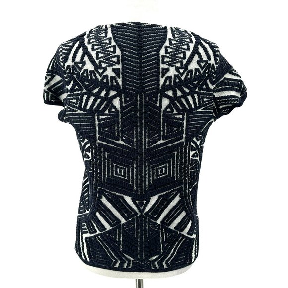 Anthropologie Moth Boho Textured Blue White Top Womens Petites SP - Picture 4 of 6